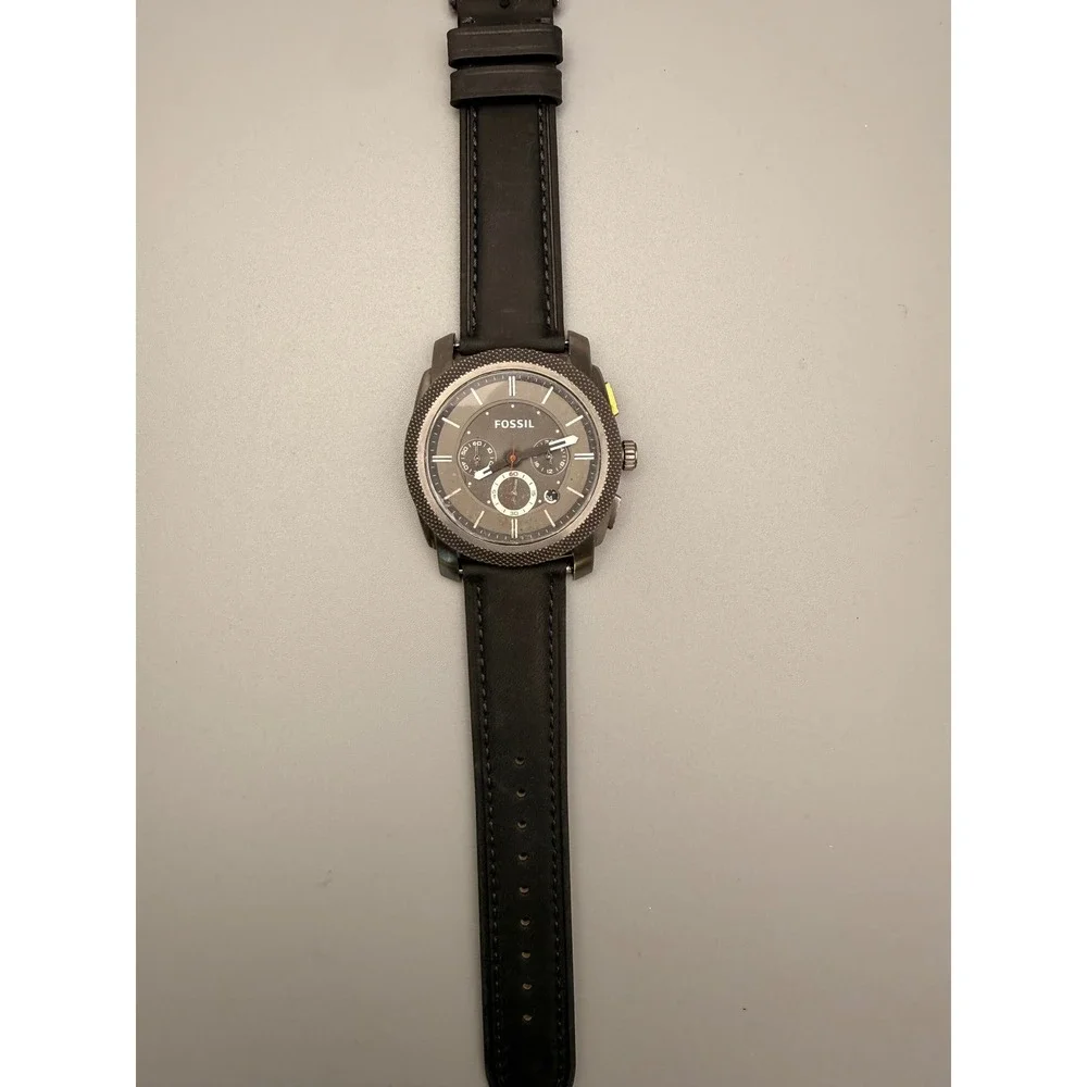 Fossil‎ FS4777 Oversized 45mm Gunmetal Watch New Crystal Leather Band